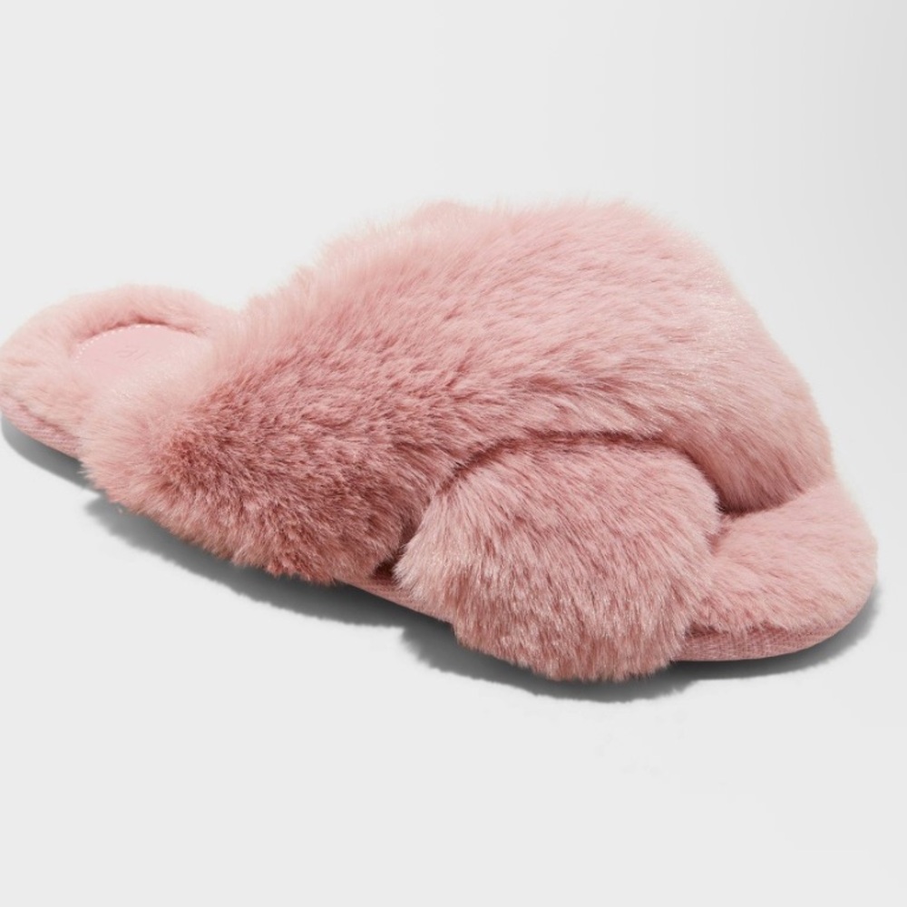 Women's Paris Crossband Slide Slippers - Auden™ Blush S: Indoor/Outdoor Open Toe